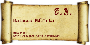 Balassa Márta névjegykártya