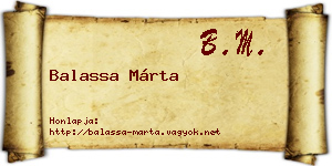 Balassa Márta névjegykártya
