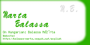 marta balassa business card